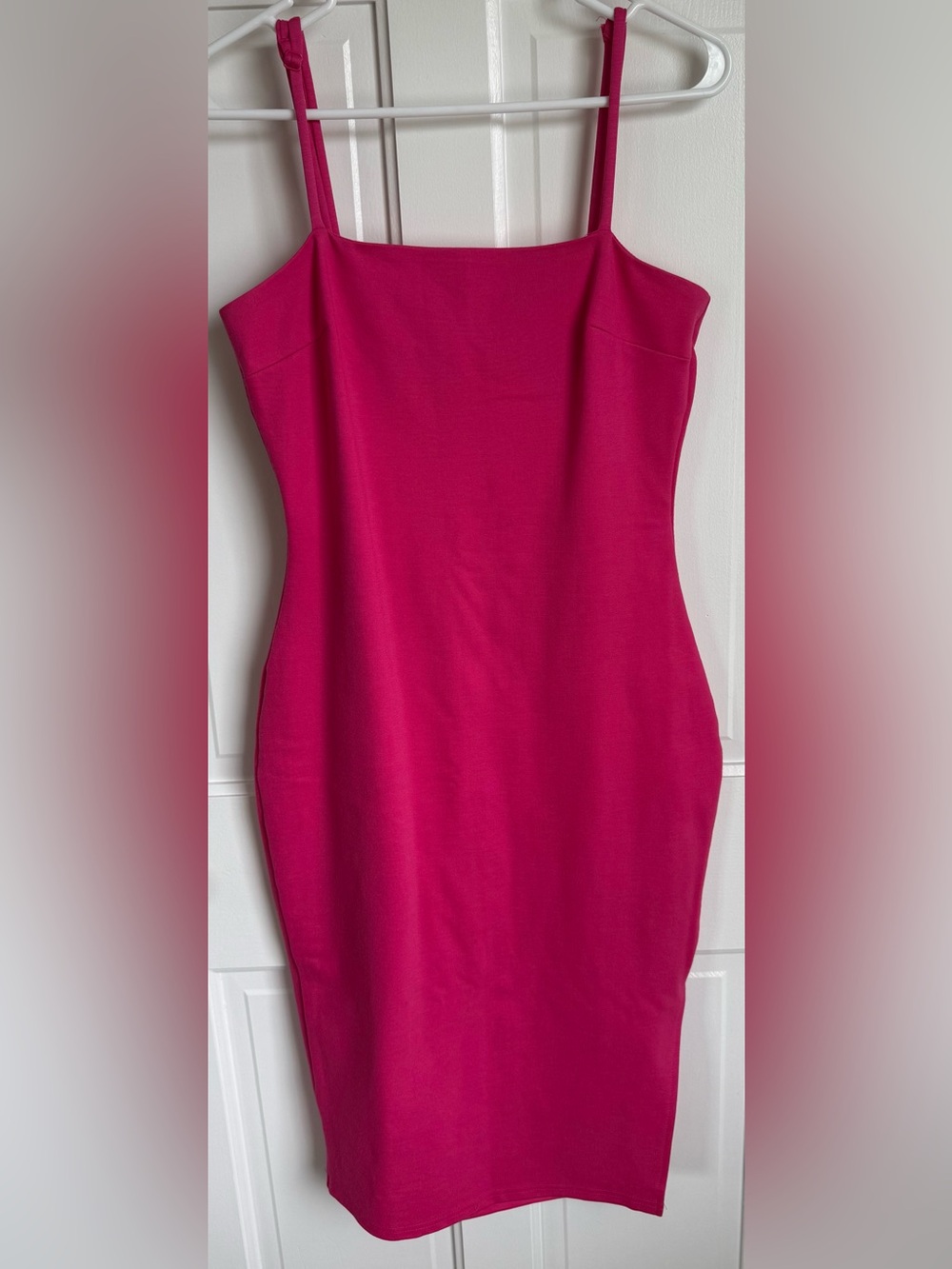 Lulus Hot Pink Bodycon Midi Dress Sleeveless Side Slit Medium